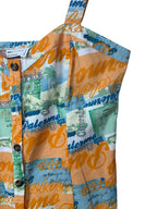 Asos Design Twill  Postcard Print Mini Dress - UK 12/ US 8