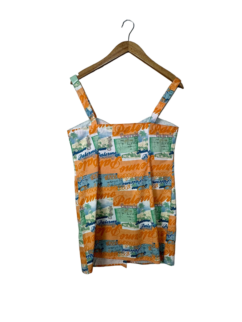 Asos Design Twill  Postcard Print Mini Dress - UK 12/ US 8