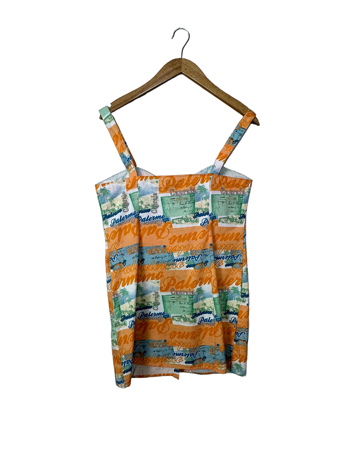 Asos Design Twill  Postcard Print Mini Dress - UK 12/ US 8