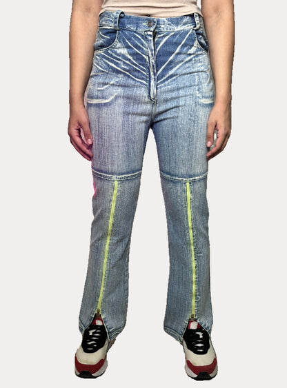 Vintage Women's Jeans with Embroidery Detailing Small