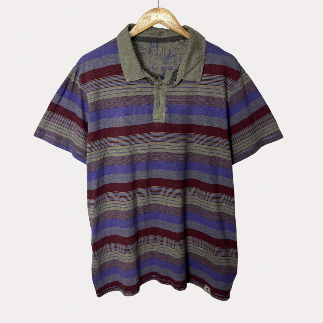 Vintage RJR Purple Striped Polo Shirt XL