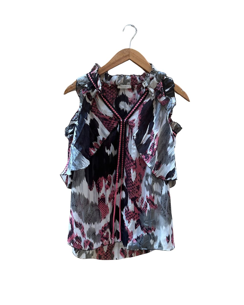 Prando Animal Print Ruffled Blouse