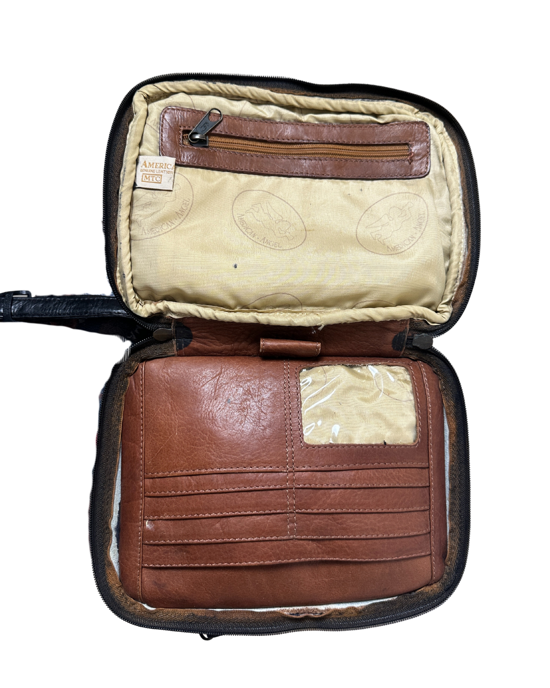 Vintage Unisex American Angel Genuine Leather Crossbody Bag