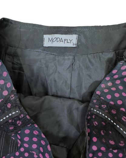 Vintage Polka Dot Paneled Skirt w/ Satin Inserts