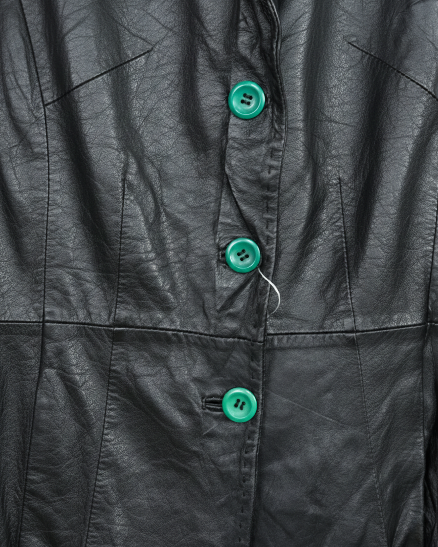 Vintage Lapel Genuine Leather Coat - Women's Medium