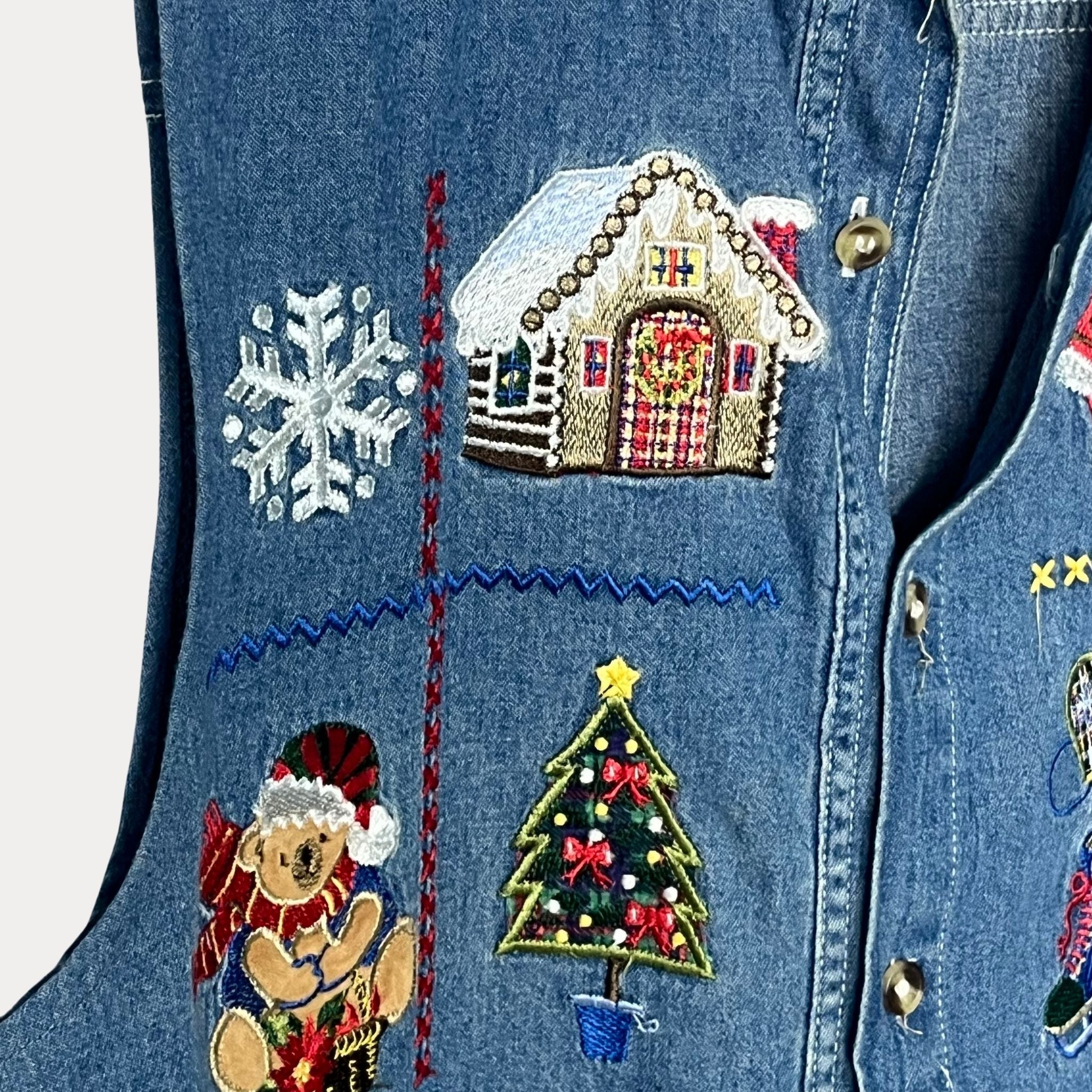 AA Fashion Embroidered Christmas Vest Large - Funkify