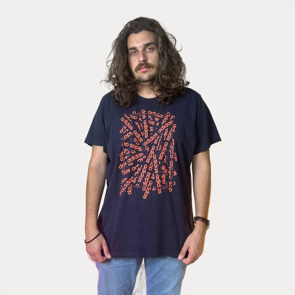Adidas Navy Blue T-Shirt 2XL - Funkify