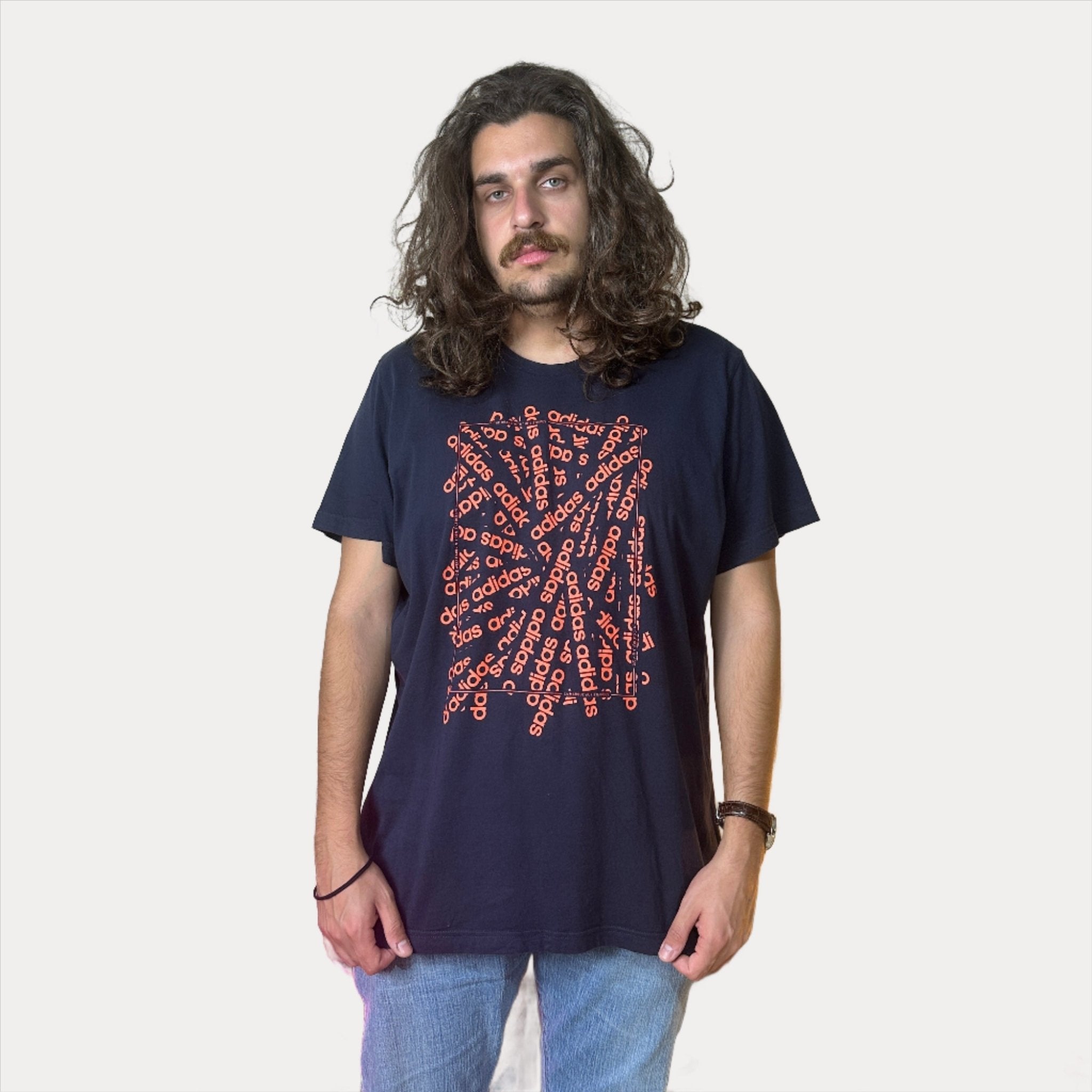 Adidas Navy Blue T-Shirt 2XL - Funkify