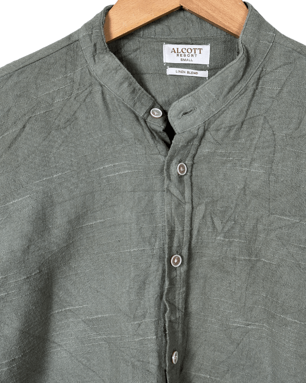 Alcott Long Sleeve Band Collar Linen Blend Shirt Small - Funkify
