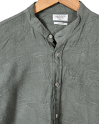 Alcott Long Sleeve Band Collar Linen Blend Shirt Small - Funkify