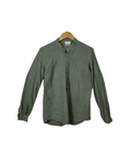 Alcott Long Sleeve Band Collar Linen Blend Shirt Small - Funkify