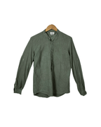 Alcott Long Sleeve Band Collar Linen Blend Shirt Small - Funkify