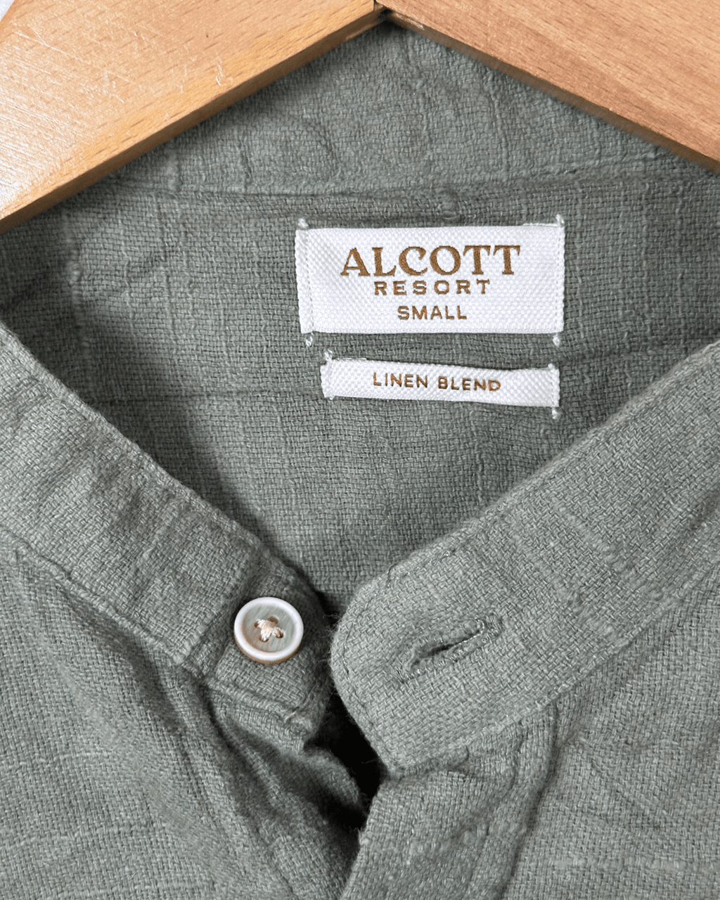 Alcott Long Sleeve Band Collar Linen Blend Shirt Small - Funkify