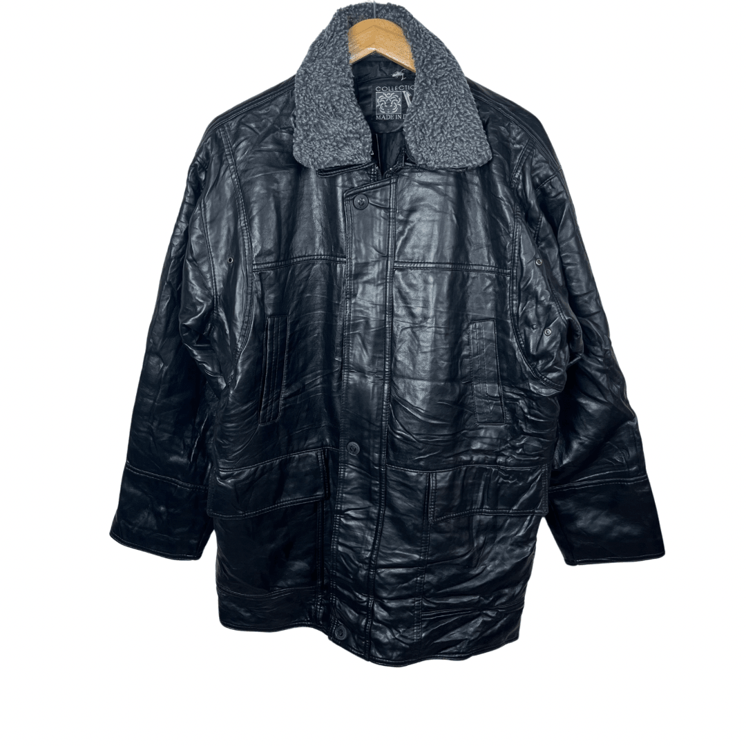 Alta Moda Genuine Leather Jacket with Fur Collar XL - Funkify