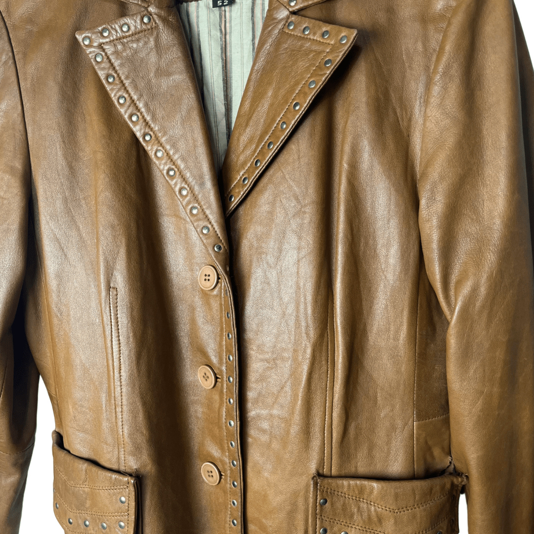 Ancla Brown Women;s Leather Jacket Large - Funkify