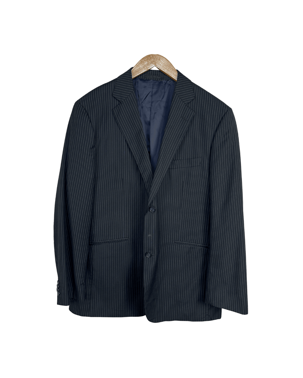 Angelo Benelli Pinstripe Wool Blend Blazer - Size 56 - Funkify