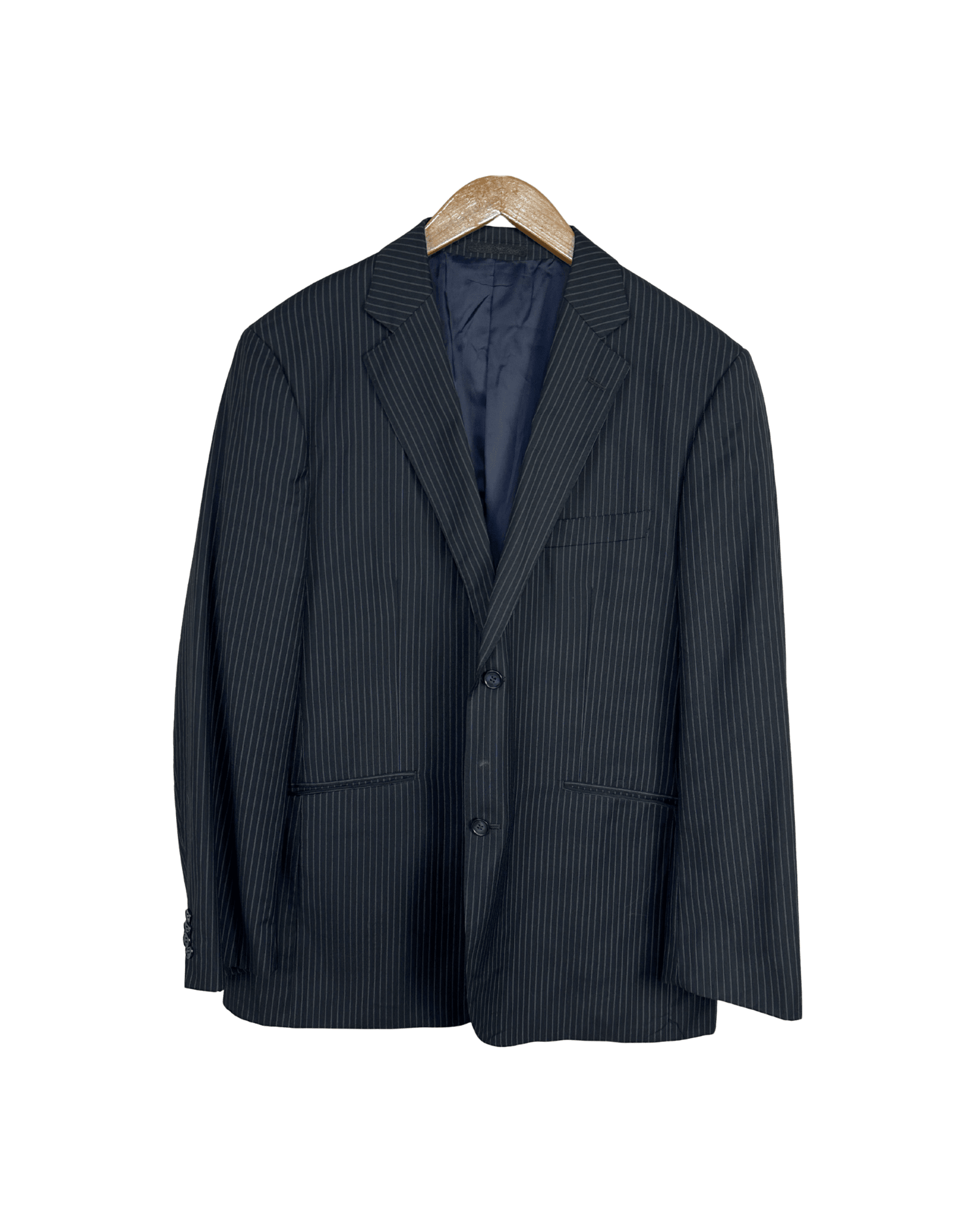 Angelo Benelli Pinstripe Wool Blend Blazer - Size 56 - Funkify