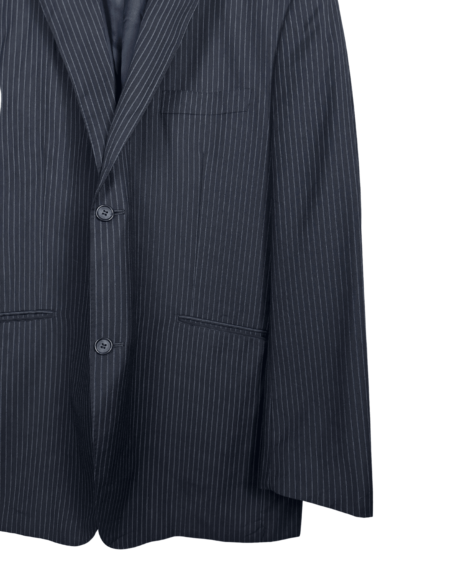 Angelo Benelli Pinstripe Wool Blend Blazer - Size 56 - Funkify