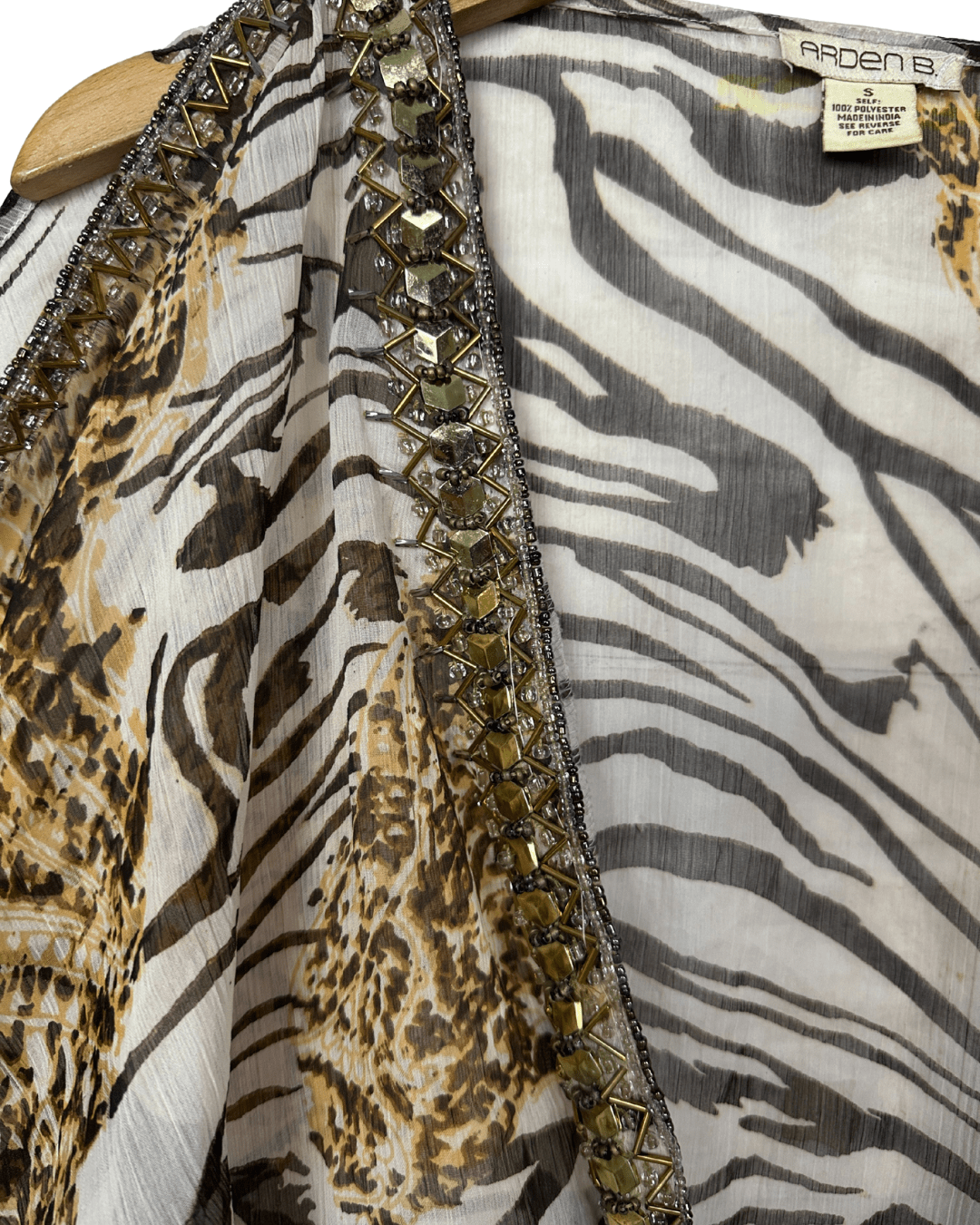 Arden B. Embellished Sheer Leopard Top - Funkify