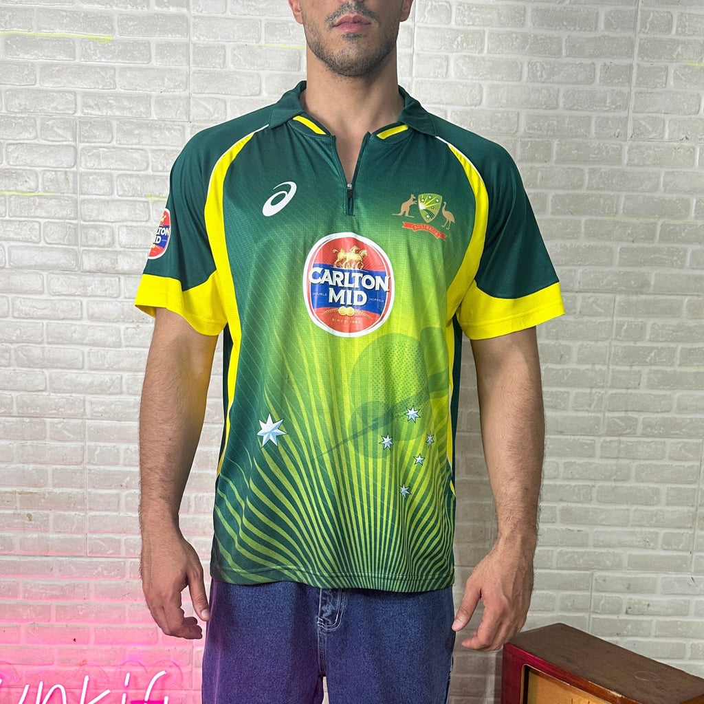 Asics Cricket Australia Quarter-zip Shirt Small - Funkify
