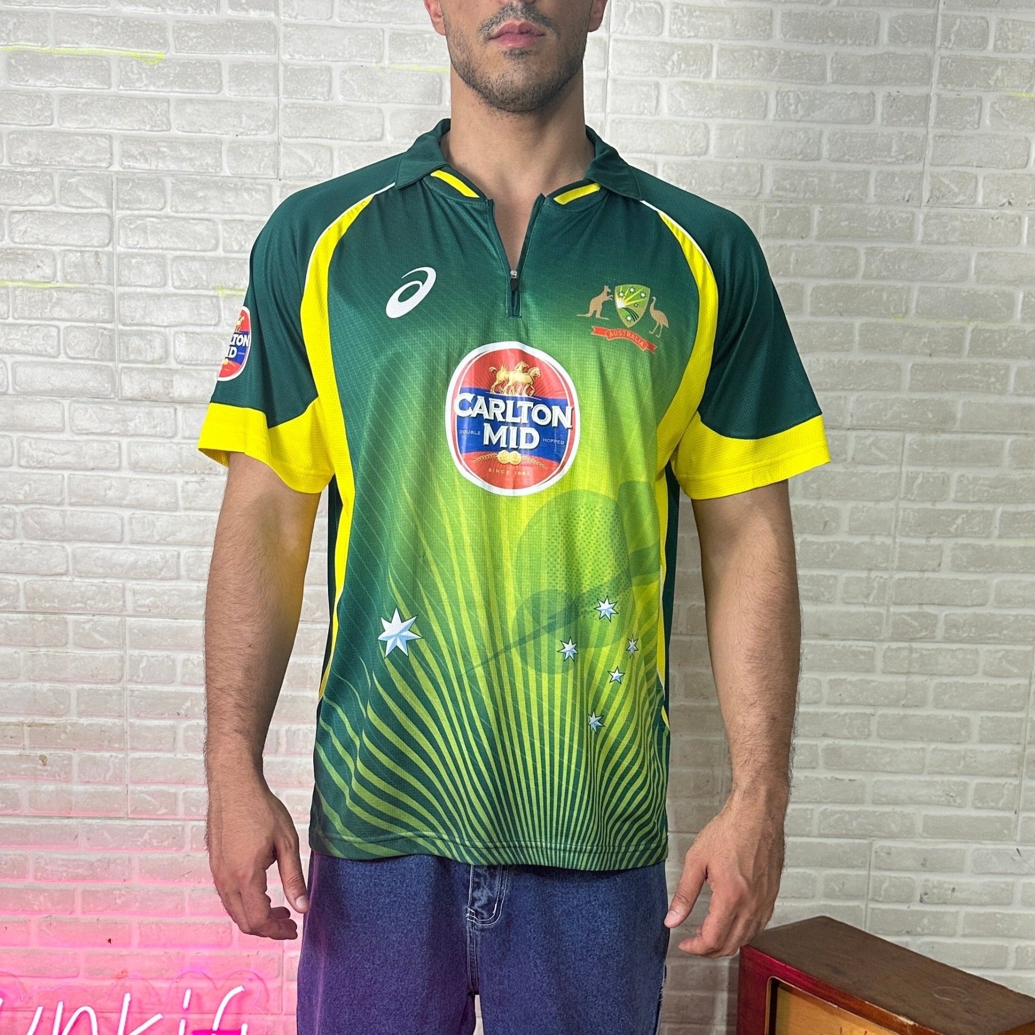 Asics Cricket Australia Quarter-zip Shirt Small - Funkify