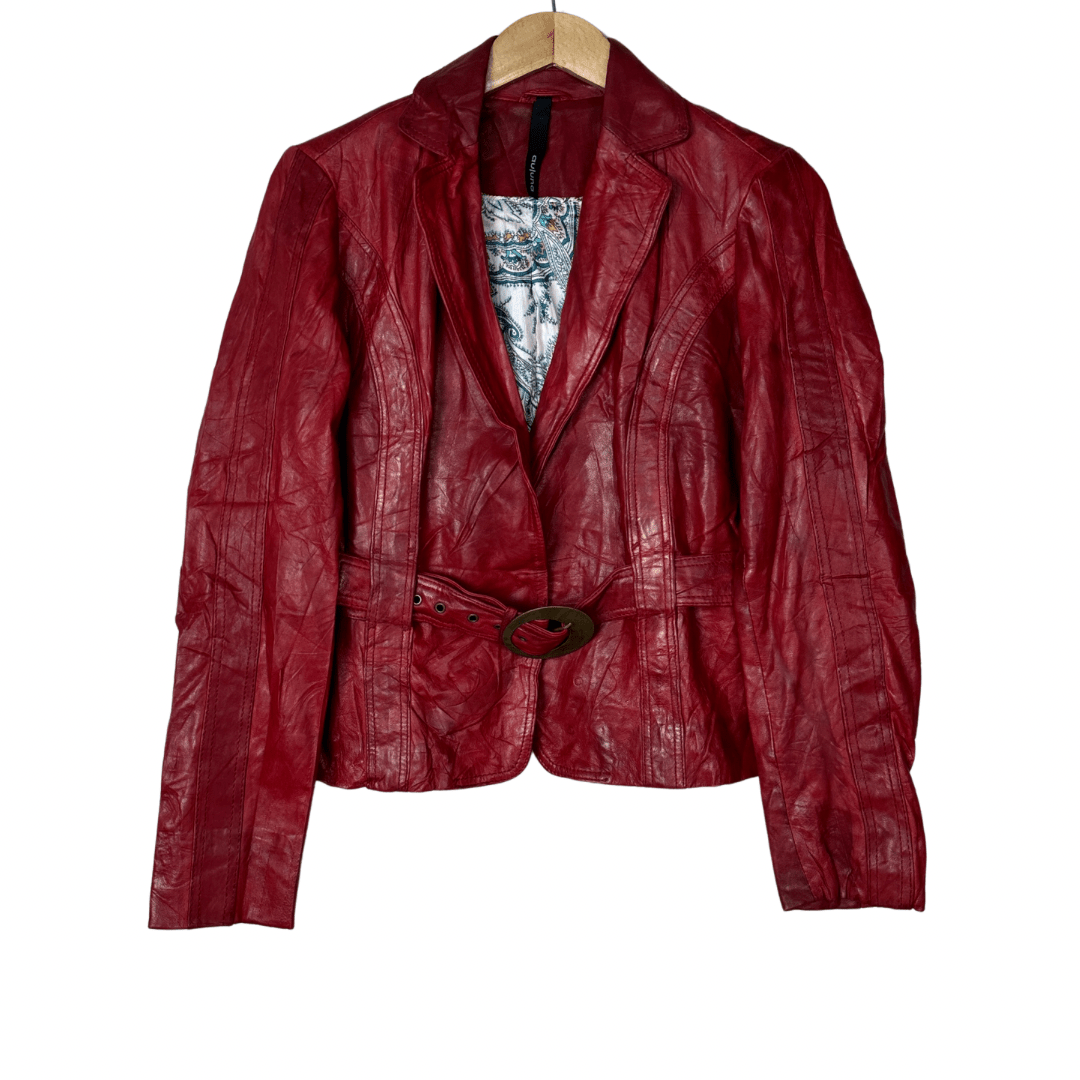 Auluna Geuine Leather Women's Jacket with Belt - Funkify