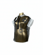 Avant - Garde Metallic Organza Embroidered Zip Top - Funkify