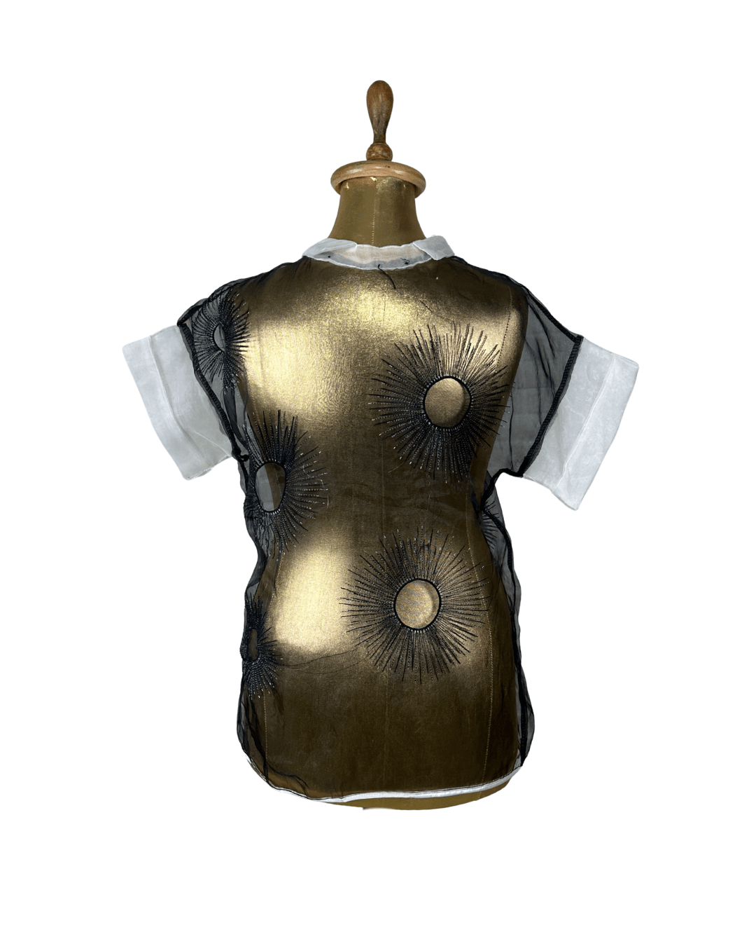 Avant - Garde Metallic Organza Embroidered Zip Top - Funkify