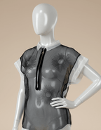 Avant - Garde Metallic Organza Embroidered Zip Top - Funkify