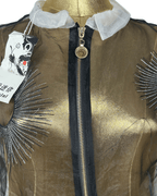 Avant - Garde Metallic Organza Embroidered Zip Top - Funkify