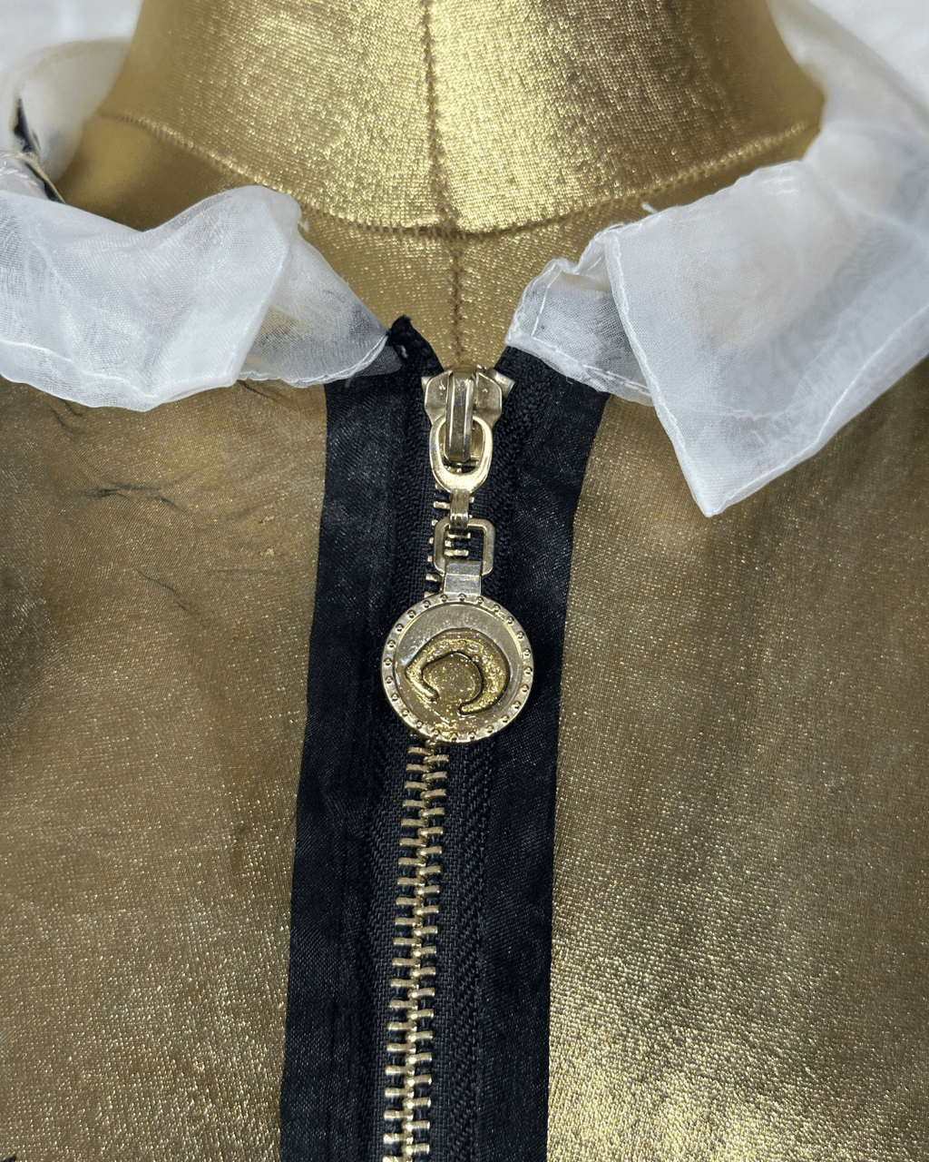Avant - Garde Metallic Organza Embroidered Zip Top - Funkify
