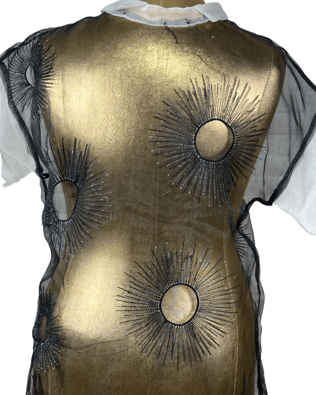 Avant - Garde Metallic Organza Embroidered Zip Top - Funkify