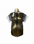 Avant - Garde Metallic Organza Embroidered Zip Top - Funkify