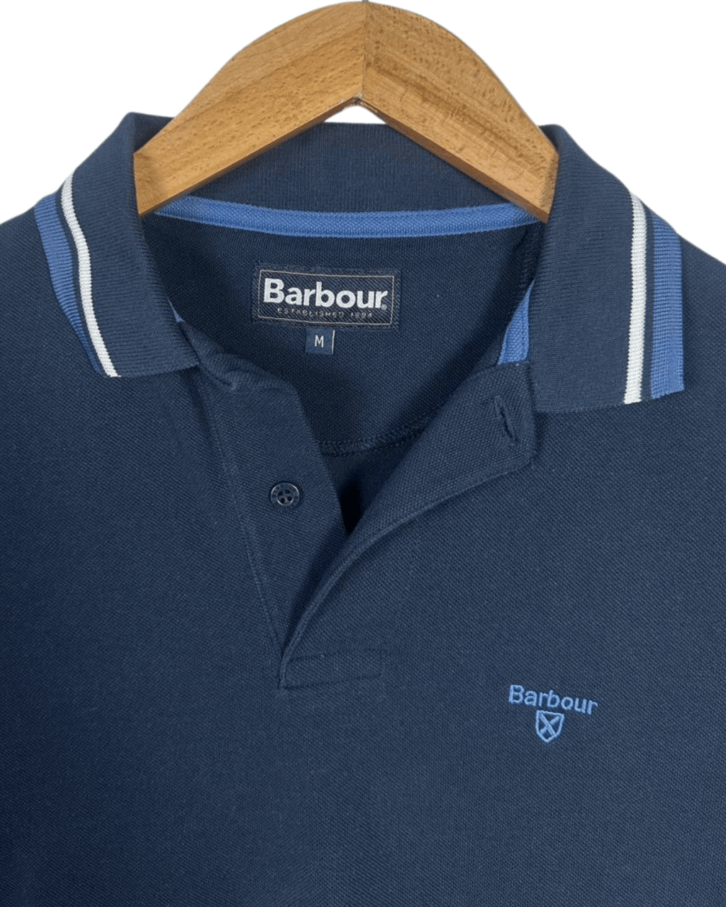 Barbour Navy Polo Shirt - Medium - Funkify