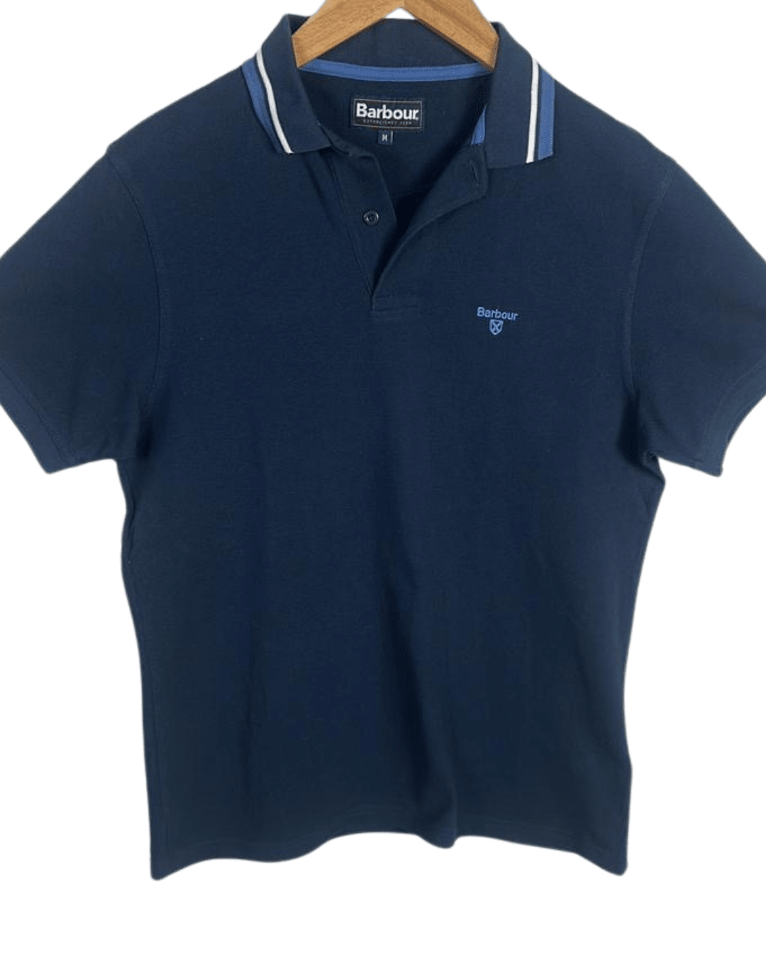 Barbour Navy Polo Shirt - Medium - Funkify