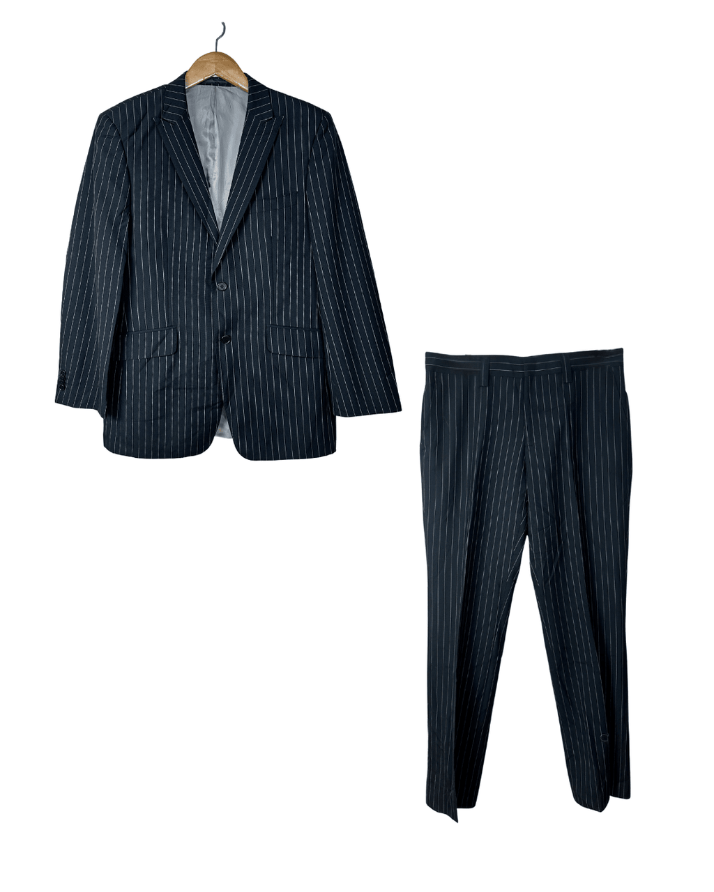 Batistini Striped Wool - Blend Full Suit - Size 50 - Funkify