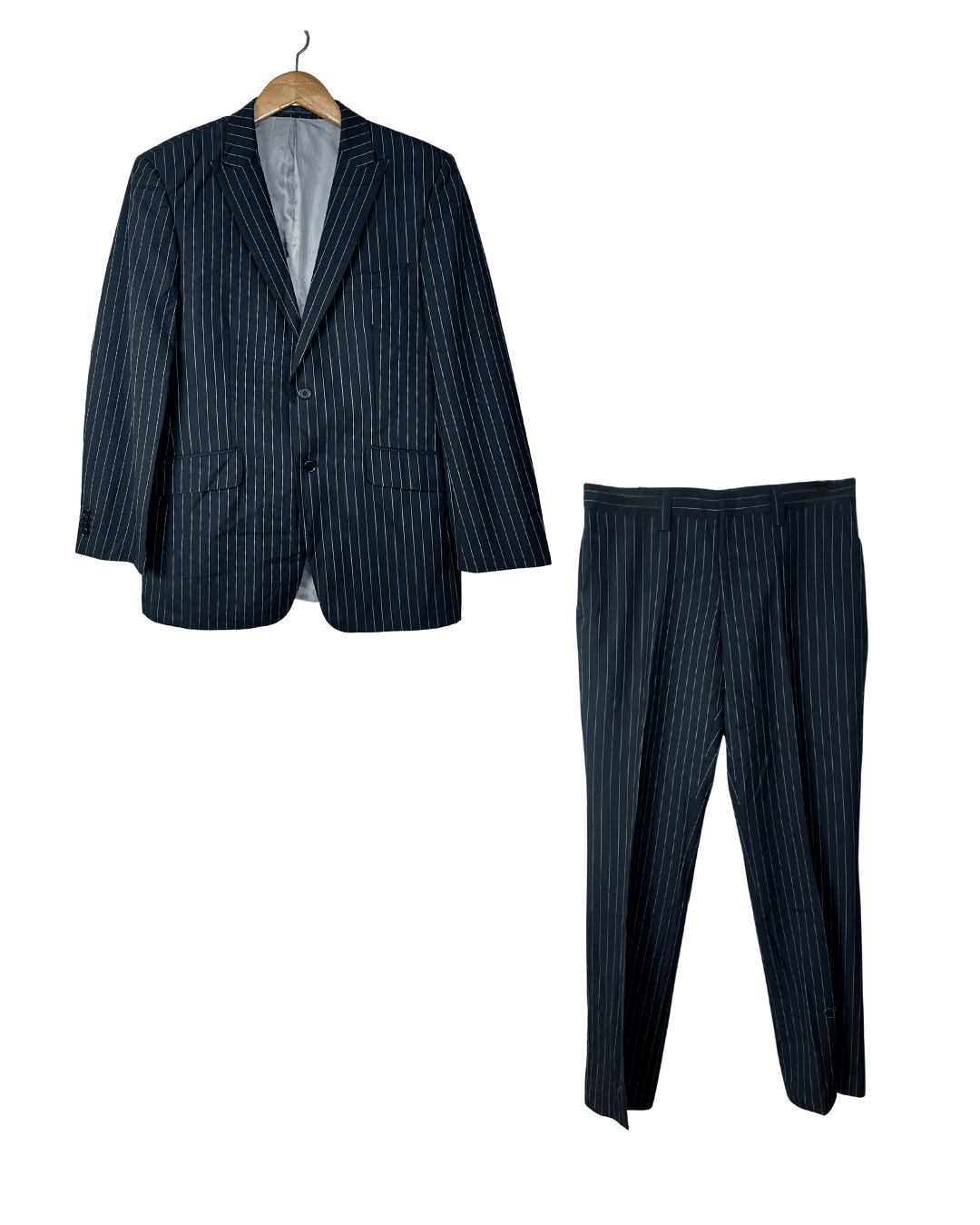 Batistini Striped Wool - Blend Full Suit - Size 50 - Funkify