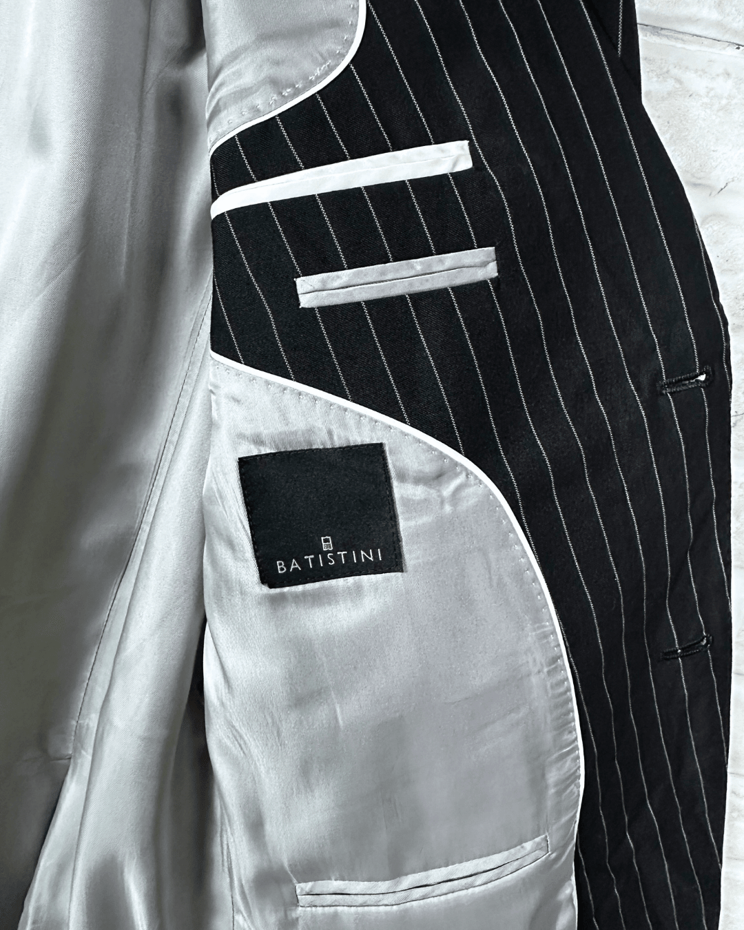 Batistini Striped Wool - Blend Full Suit - Size 50 - Funkify