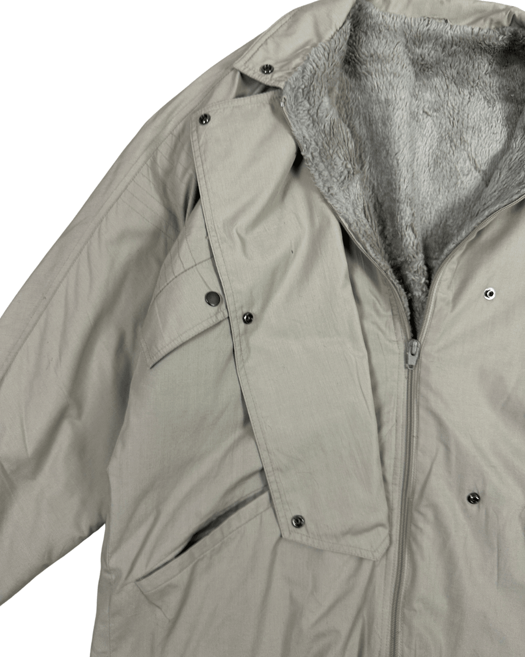 Beige Fur Lined Women's Jacket - Large/XL - Funkify