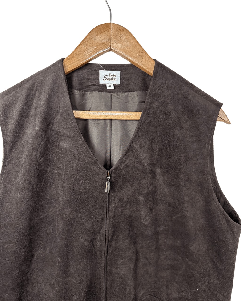 Belle Surprise Suede Zip - up Vest Medium - Funkify