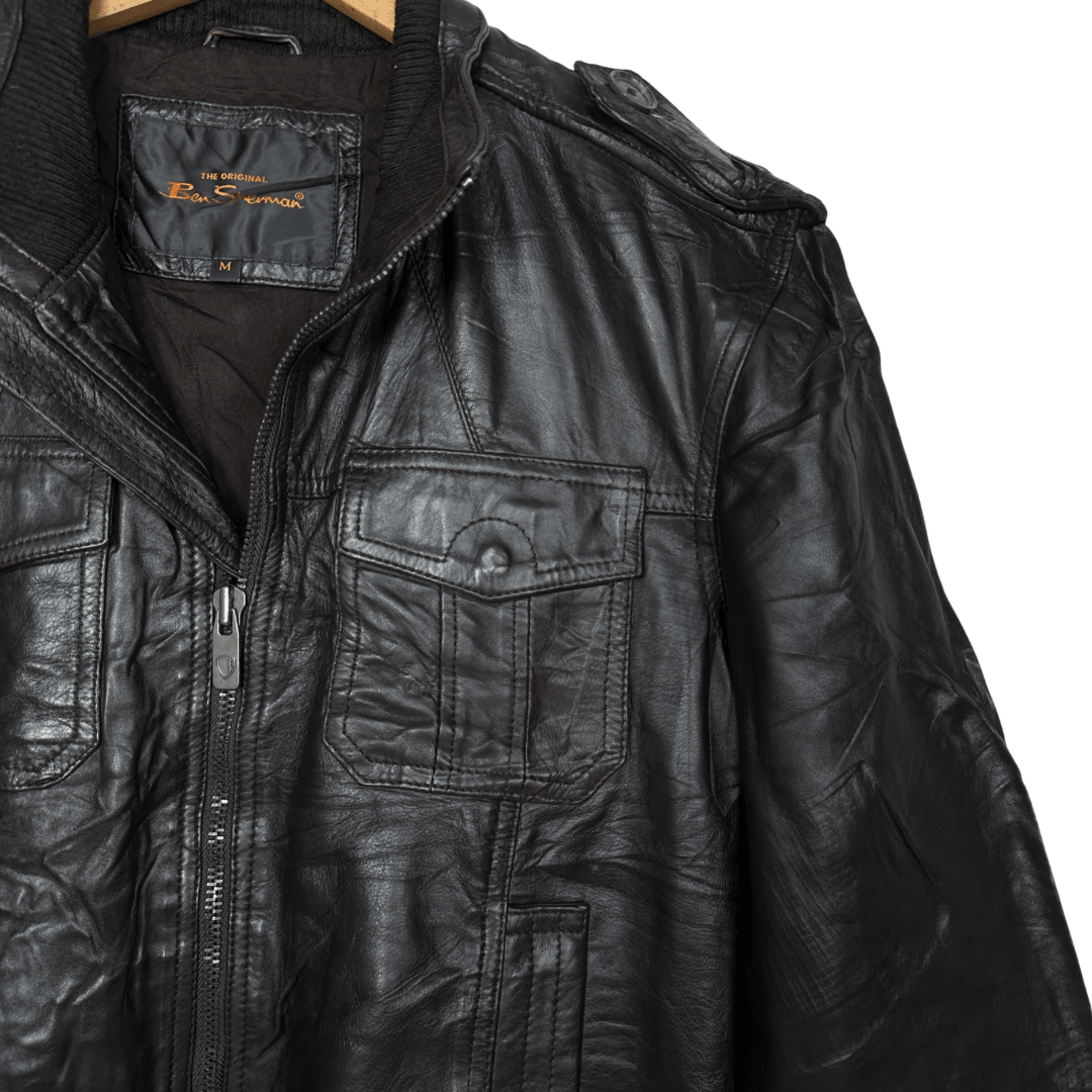 Ben Sherman Brown Genuine Leather Jacket Medium - Funkify