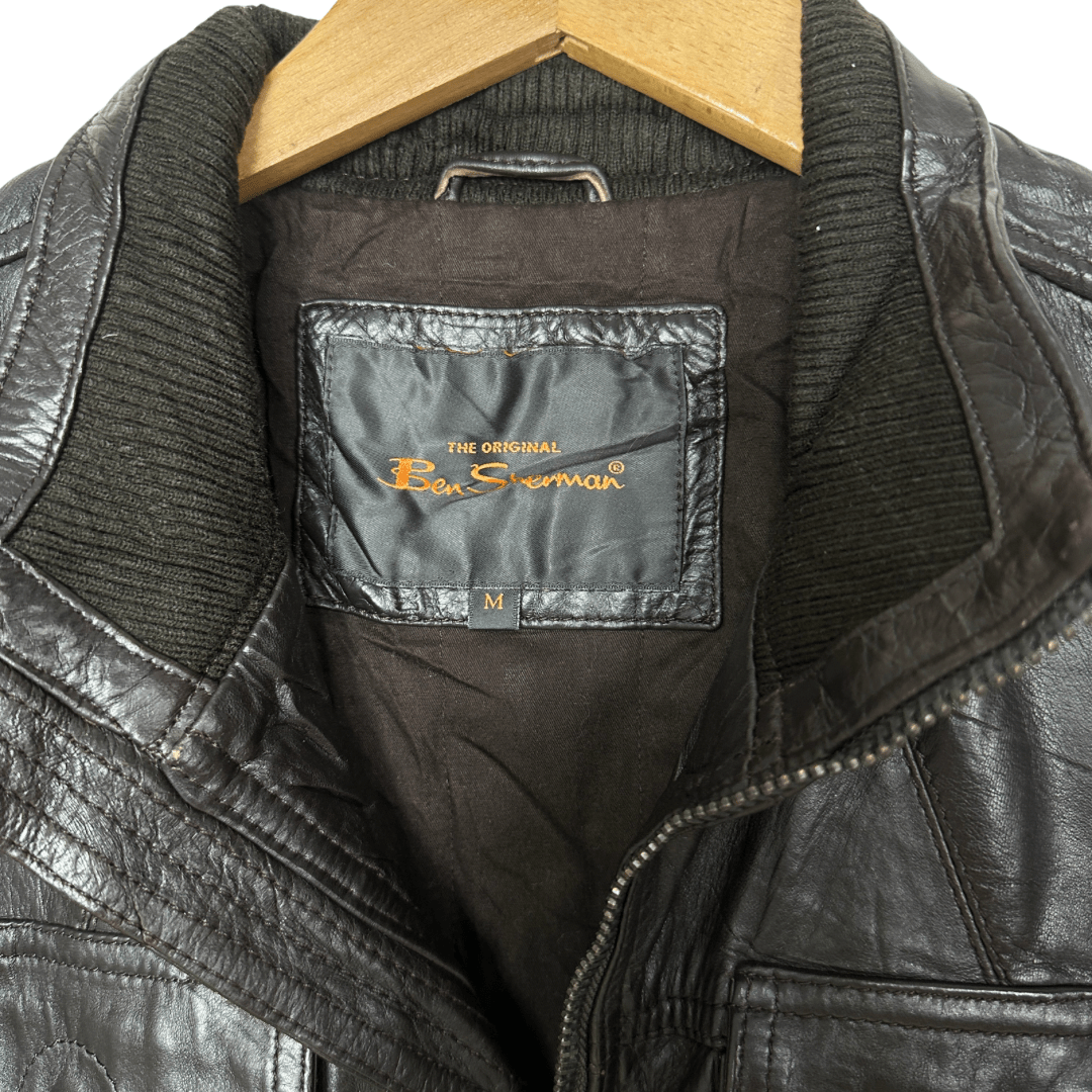Ben Sherman Brown Genuine Leather Jacket Medium - Funkify
