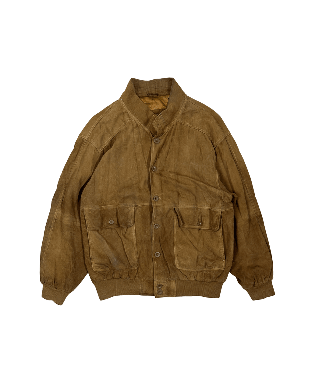 Best of Nature Satin - Lined Suede Real Leather Bomber Jacket 2XL - Funkify