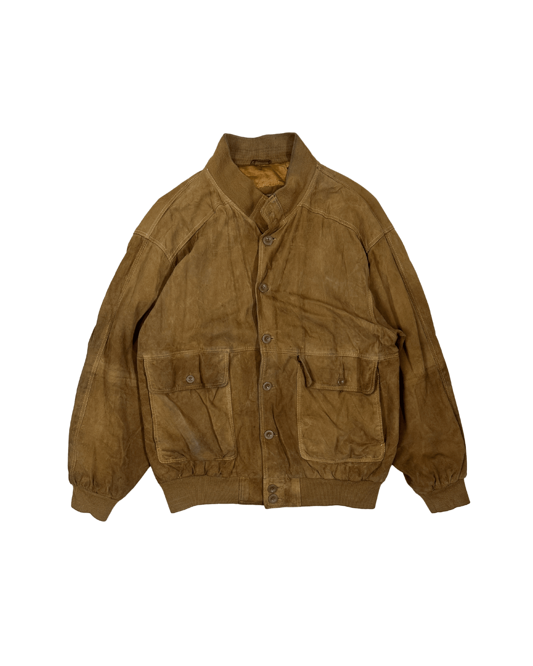 Best of Nature Satin - Lined Suede Real Leather Bomber Jacket 2XL - Funkify