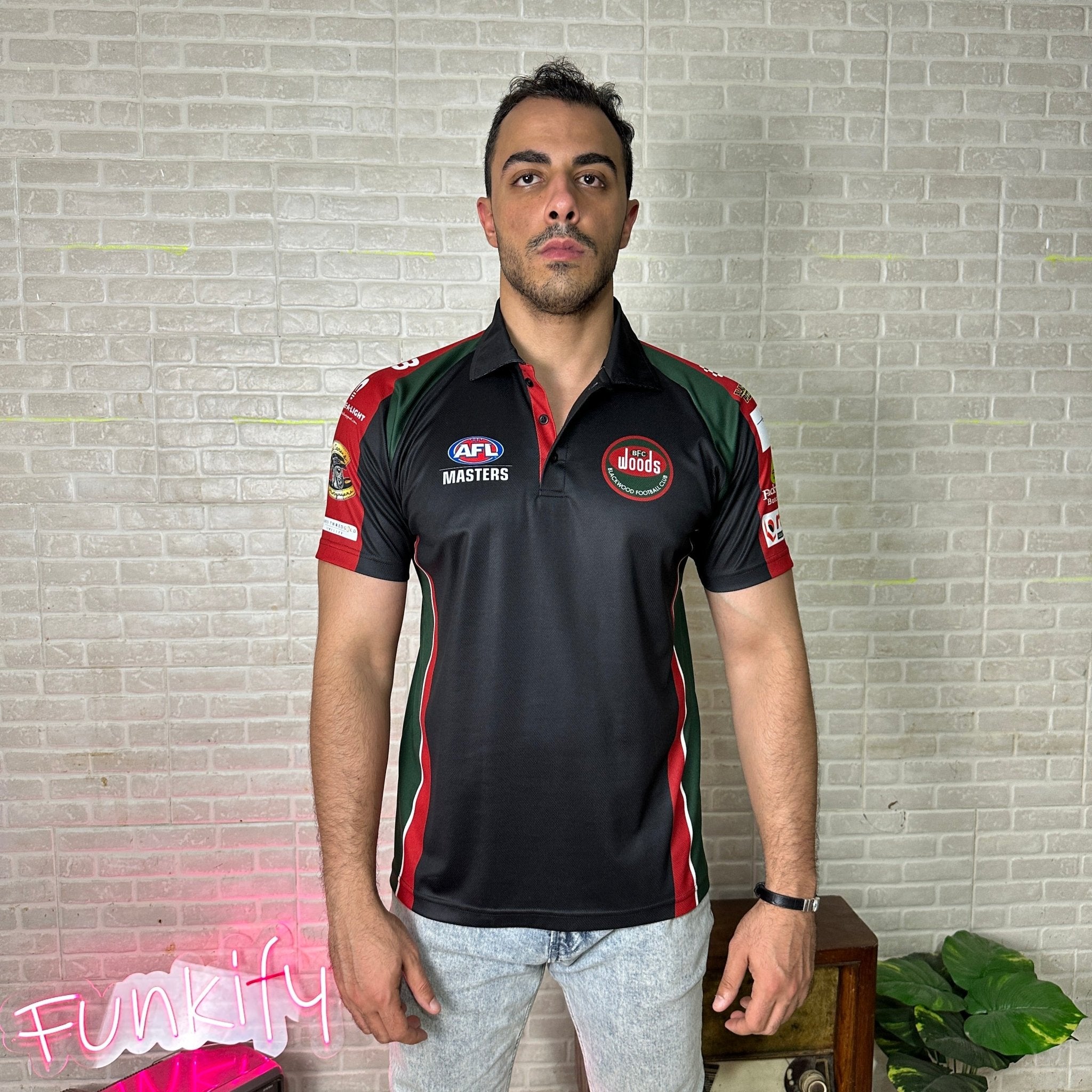Black Chrome AFL Masters Polo Shirt - Funkify