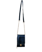 Black Faux Leather Chain Crossbody Bag with Double Zipper - Funkify