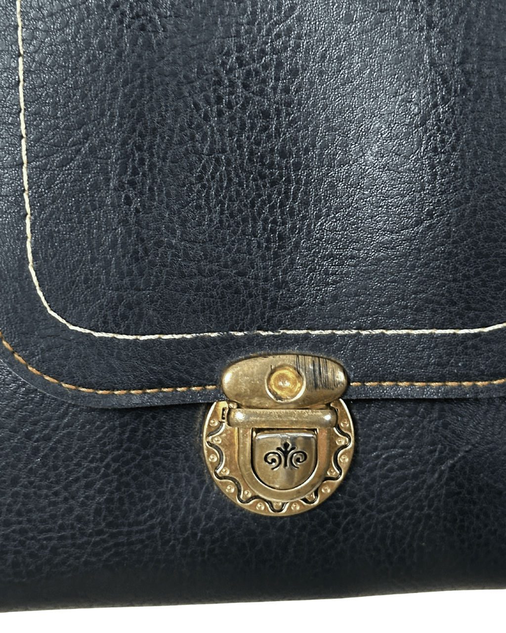 Black Faux Leather Chain Crossbody Bag with Double Zipper - Funkify