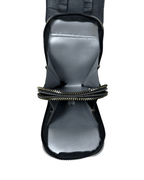 Black Faux Leather Chain Crossbody Bag with Double Zipper - Funkify