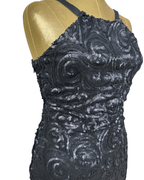 Black Sequin Swirl Bodycon Halter Neck Dress - Funkify