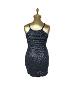Black Sequin Swirl Bodycon Halter Neck Dress - Funkify